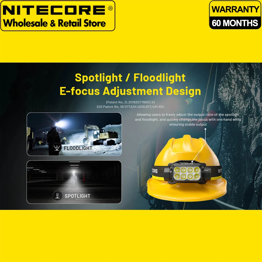 USB-C 18 واط شحن سريع NITECORE HC75 UHE 3000 لومن E-focus كشافات العمل مع بطارية ليثيوم أيون 5500 مللي أمبير