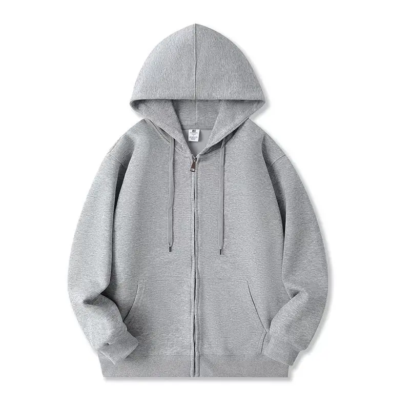 Korean Lazy Style Gray Hooded Sweatshirt Women's Autumn and Winter Fleece Thickened Lazy Loose Cardigan Zipper Jacket Top