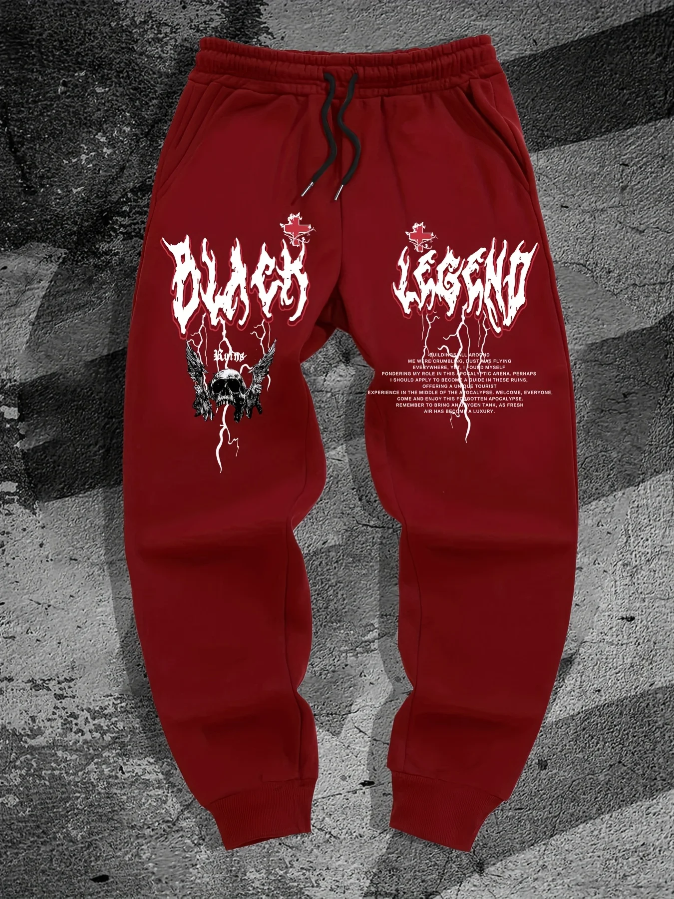 New Men's Sweatpants, Polyester Knit Gothic Geometric Print Drawstring Waist Joggers, Autumn Winter Casual Sports Trousers S-3XL