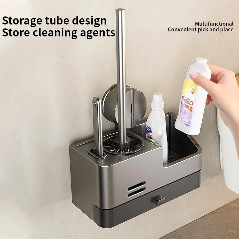 흡착식 변기솔 보관대 무타공 벽걸이 가정용 사각지대 없는 변기 청소 도구