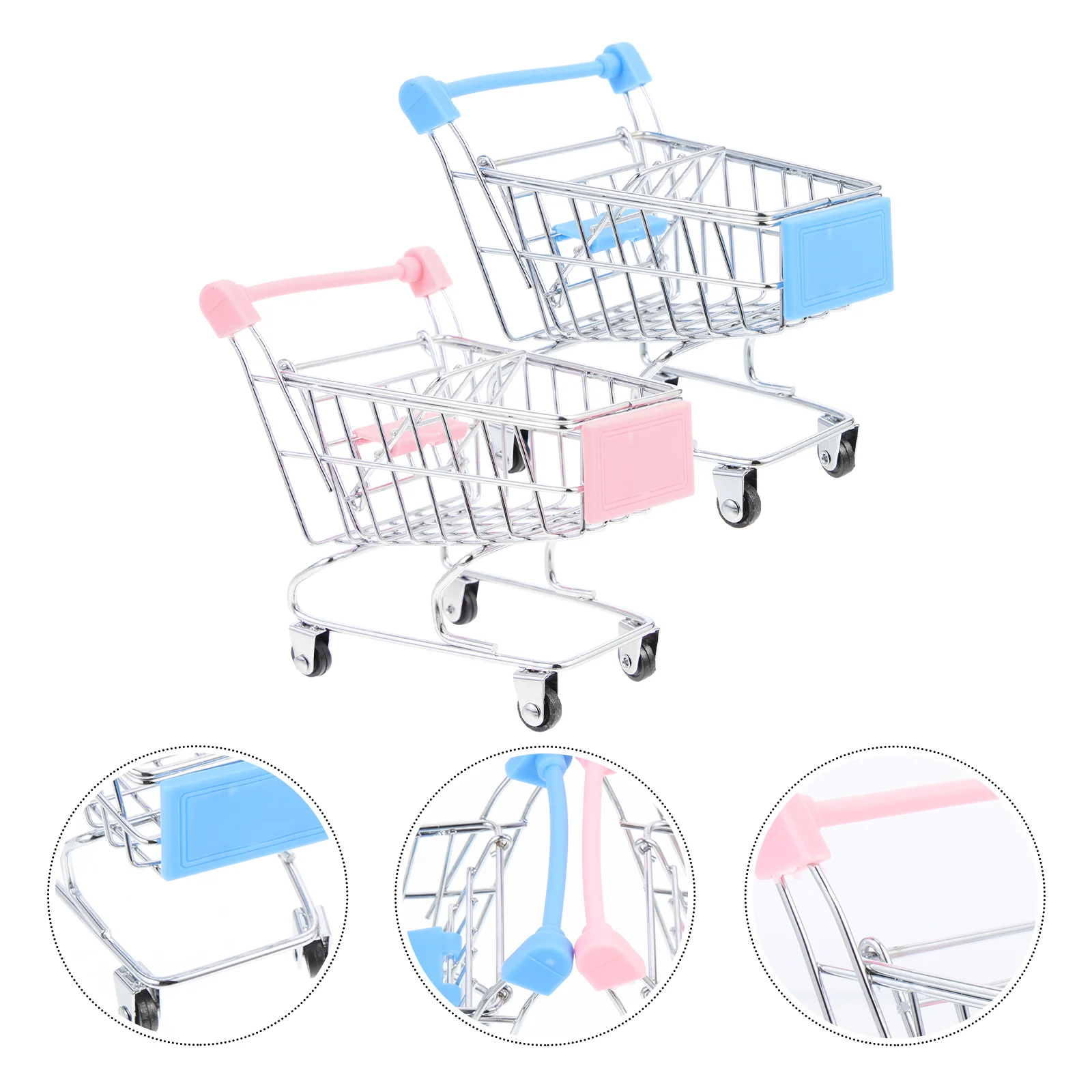 Children's Shopping Trolley Mini Cart Metal Storage Container for Kids Toy Handcart Toys Desktop Decor Children’s