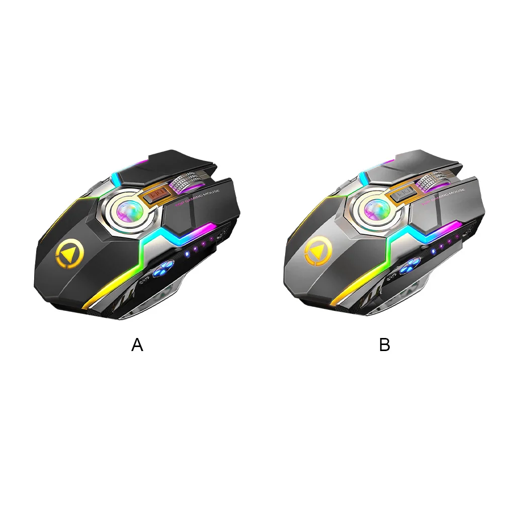 

Wireless Gaming Mouse 2 4GHz Ergonomic Rechargeable 7 Buttons 800 1200 1600DPI Adjustable RGB Light Mice Black