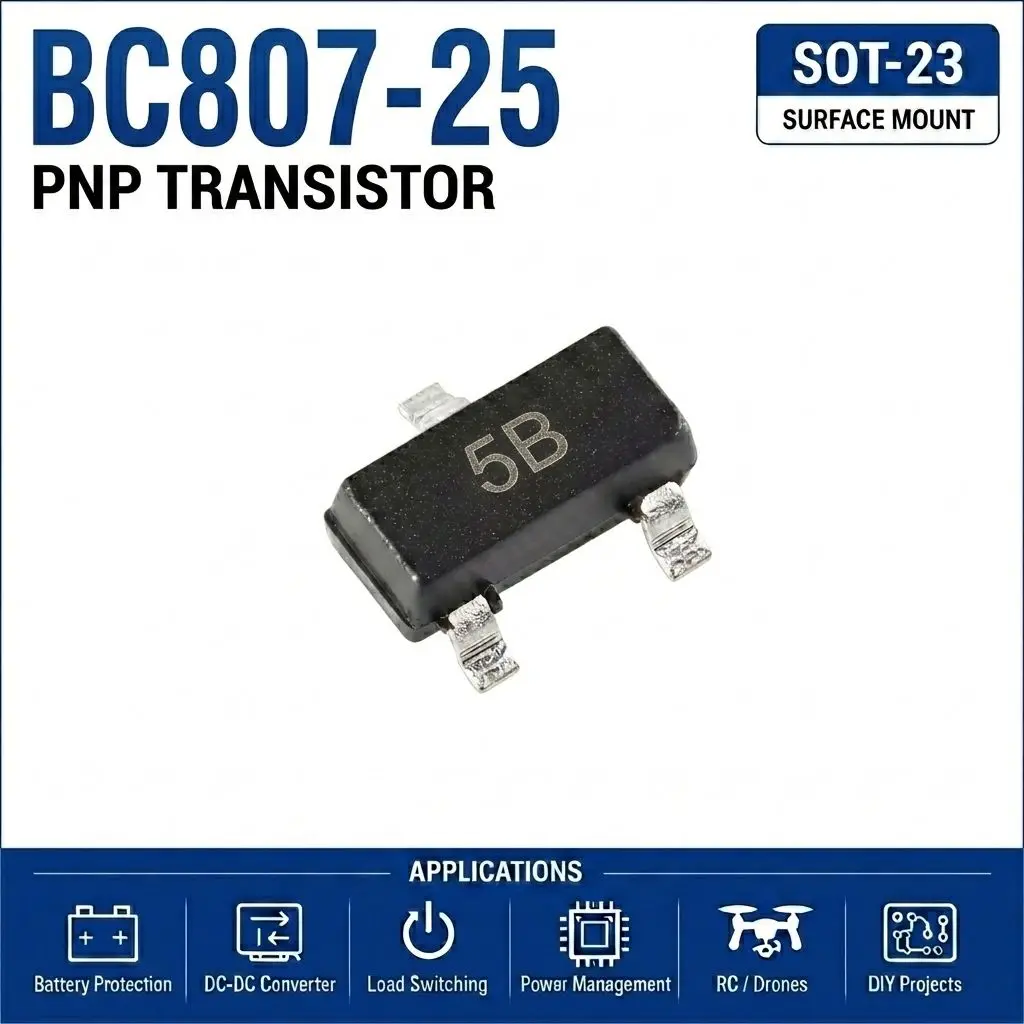 (100 pcs) BC807-16 (Marking 5A) /BC807-25 (5B) / BC807-40 (5C) SOT-23 - PNP Transistor 45V 500mA hFE 100-250