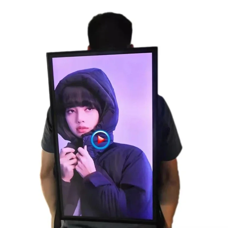 Portable advertising promotions using backpacks, billboard LCD screens, high-resolution videos