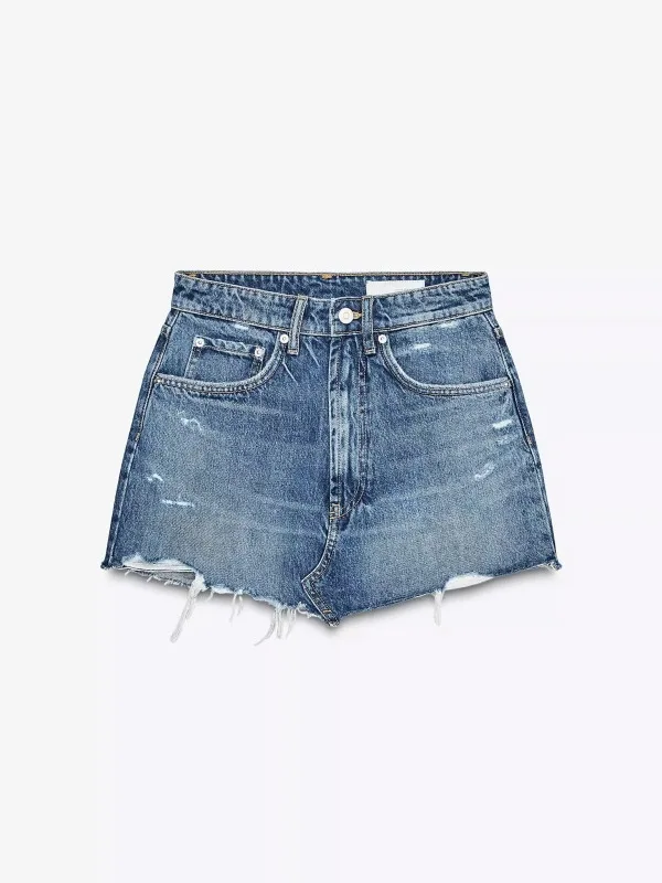 

Summer 2025 New Arrival Women's Sexy Cotton Denim Skirt ort Hole Design High Waist A-Line Skirt for Young Women 8-24