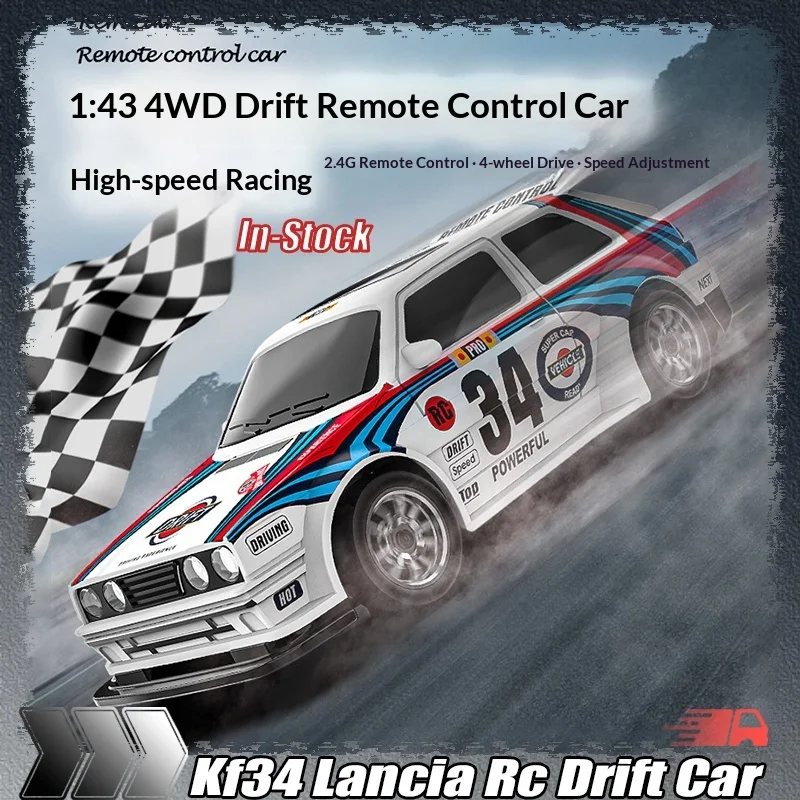 

New In Stock Kf34 Lancia Rc Drift Car 1:43 4wd 2.4g High Speed Remote Control Car Racing Toy Gift Vehicle For Kids And Hobbyists