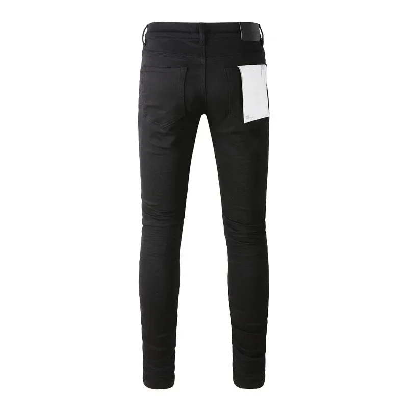 ROCA-Jean slim violet taille basse avec plis noirs, pantalon en denim, qualité supérieure, mode de réparation, 1:1