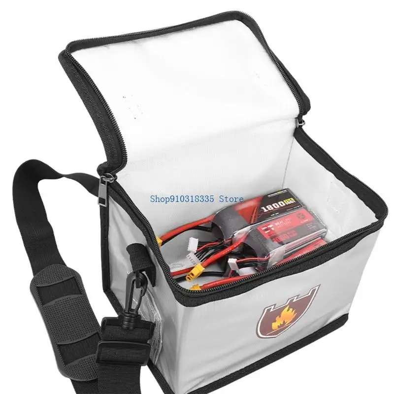 Fireproof Waterproof Proof Heat Resistant Safety Bag Double Zippers & Charging Port for Battery Packs