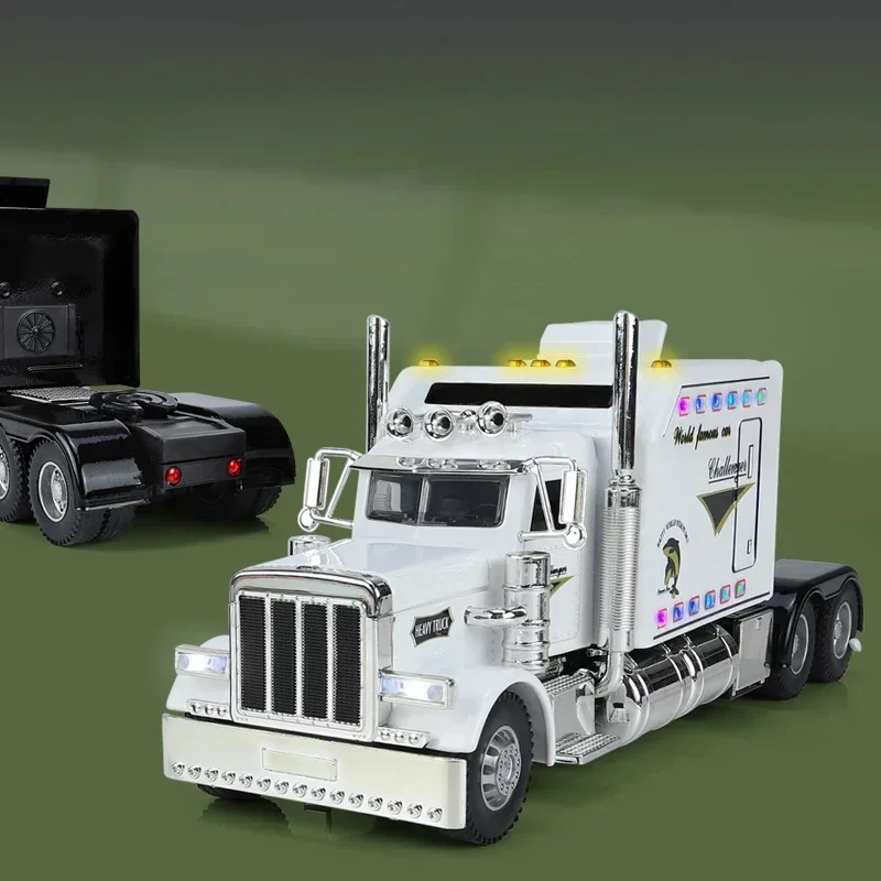 1/24 American Tractor Peterbilt 389 Alloy Simulation Diecast Model Car Collection Christmas Gifts Sound & Light Toys For Kids