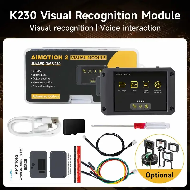 K230 AI Vision Module with 2MP Camera and 2.4-inch HD Touch Screen Adopting Kendryte K230 Chip For DIY Robot Car Kit
