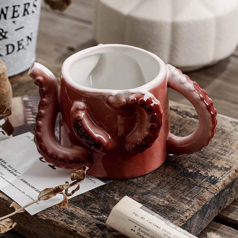 Creative Simulation Octopus Ceramic Mug Halloween Fun Coffee Mug Art Gift Decoration 350ml Octopus Teamug Home Decoration Modern
