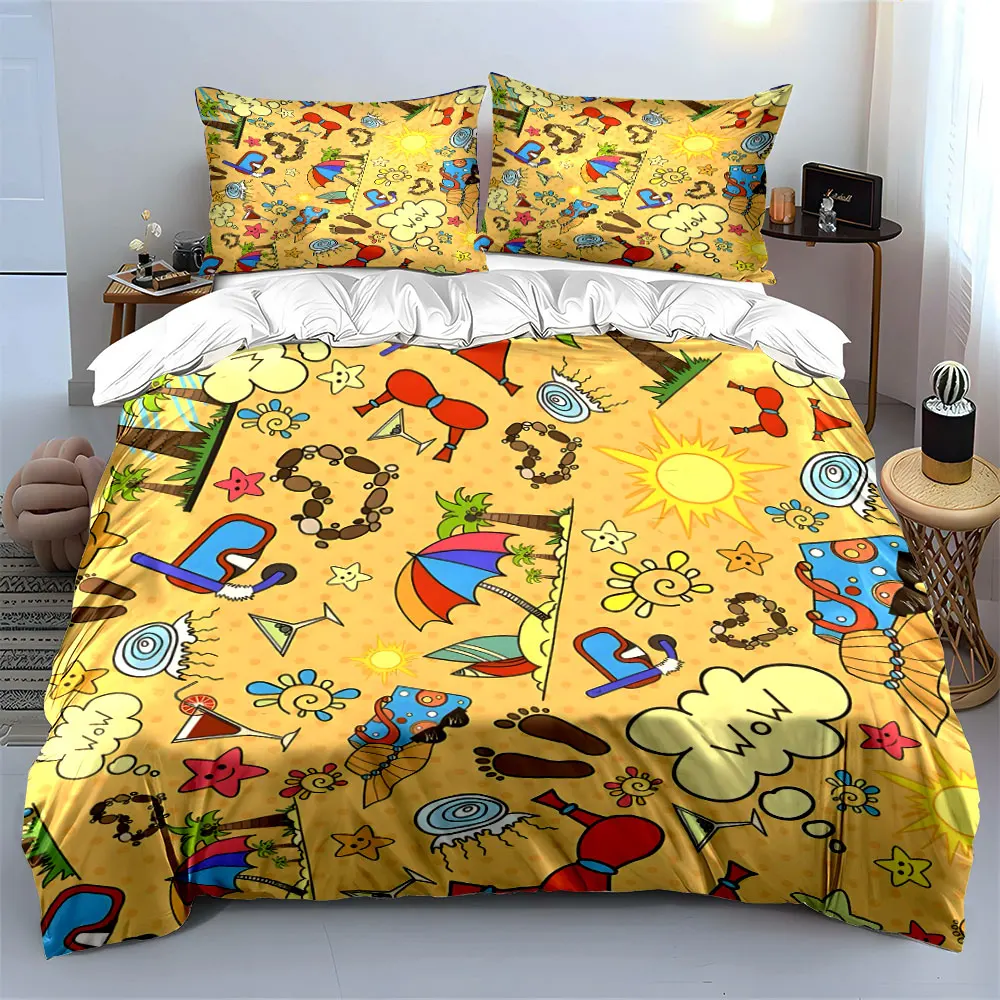 

Beach Vacation Three-Piece Set Soft Comfortable Duvet Cover Bedding Set Included 1*Duvet Cover & 2*Pillowcases, gift
