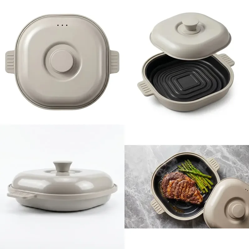 Multifunctional Square Aluminum Alloy Non-Stick Pan Microwave Safe for Baking Cooking and Heating