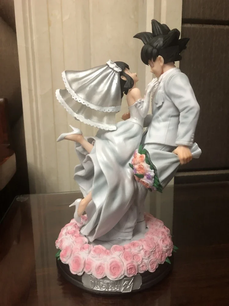 2024 31cm Dragon Ball Anime Action Figure Gk Son Goku And Chichi Marry Wedding Handmade Model Statue Collection Edition Toy Gift