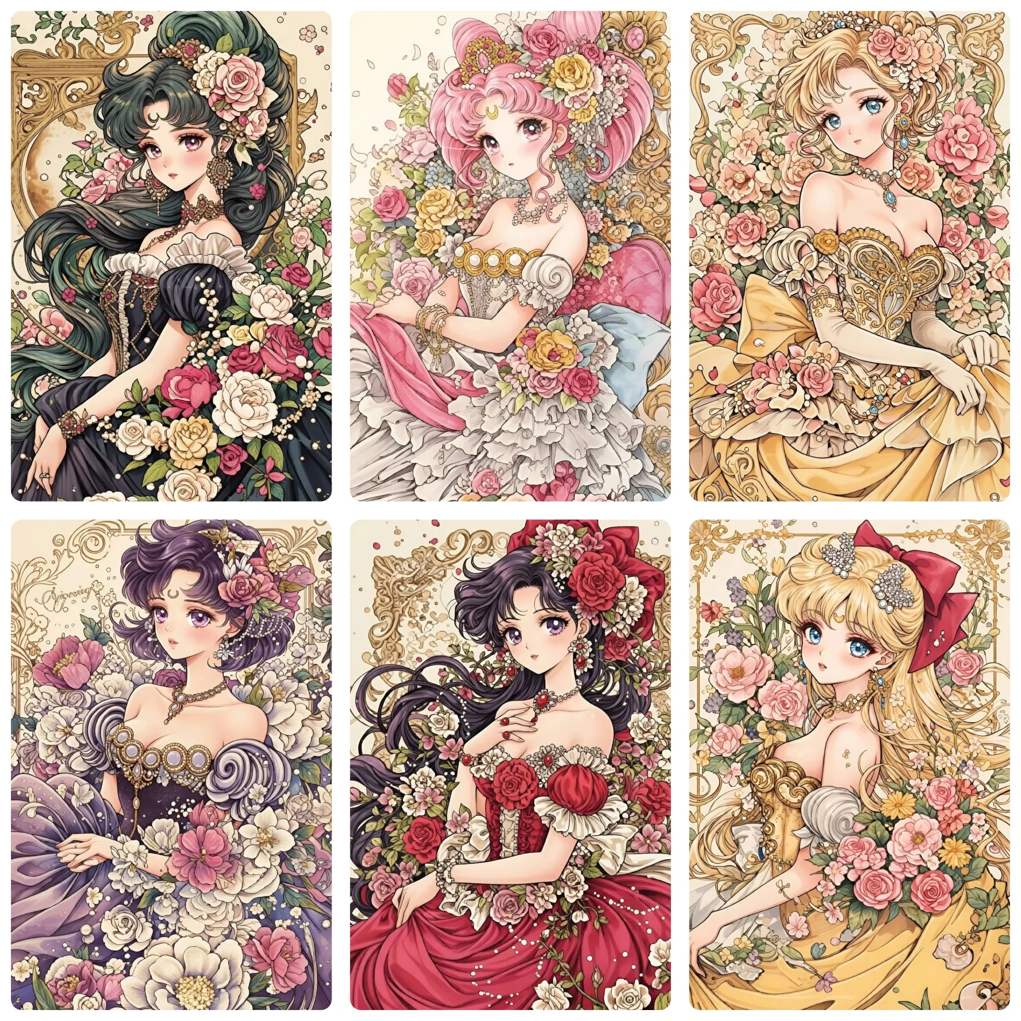 DIY Vintage Noble Anime Maiden Diamond Painting, Floral Elegant Maiden Art For Living Room Home Wall Decoration Handmade Gift