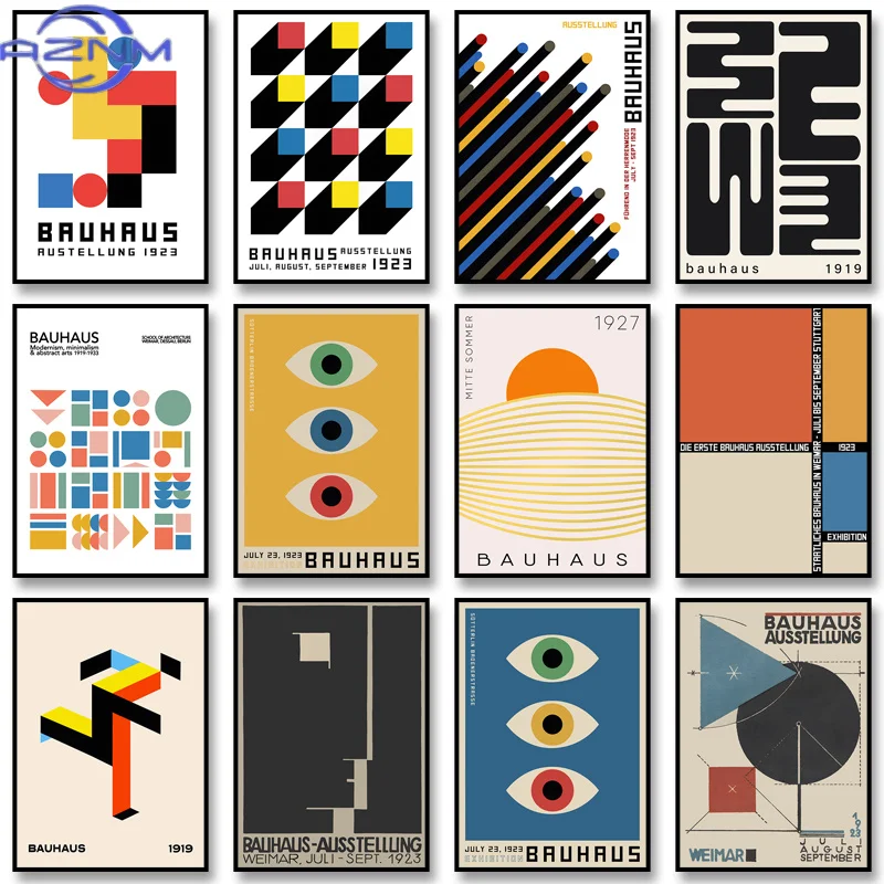 Eyes of Bauhaus Premium Poster Geometric Modernist Abstract Canvas Painting Print Wall Art Picture Minimalist Home Decoration