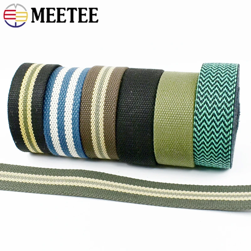 

1/2/3Meters 38mm Cotton Stripe Webbing Ribbon Band Sewing Backpack Strap Clothes Decorative Belt Bag Tape Garment Accessories