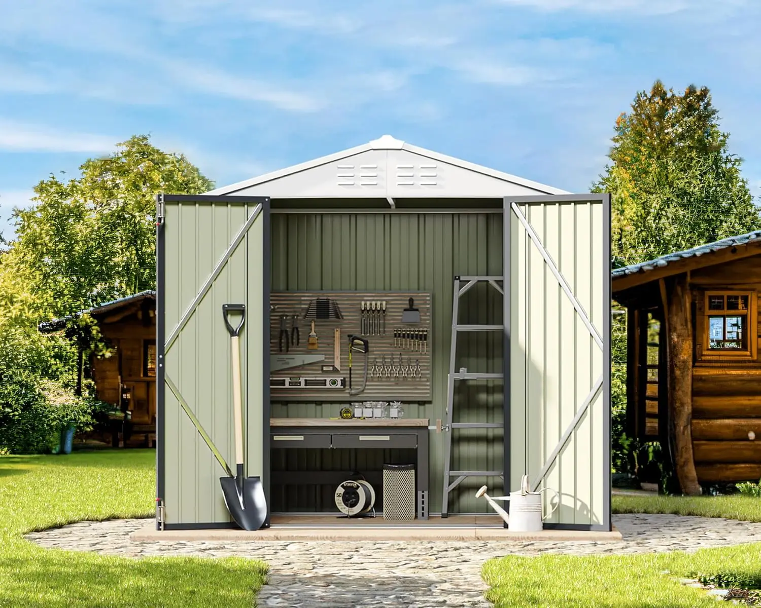 Outdoor Storage Shed 6 x 4 ft. Utility Tool Shed Metal Storage Garden Shed with Door & Lock for Patio Storage Gray