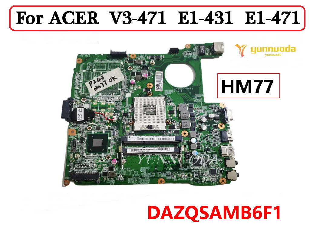 Original For ACER Aspire E1-431 E1-471 Laptop  motherboard DAZQSAMB6E0 DAZQSAMB6F0 DAZQSAMB6E1 DAZQSAMB6F1 100% tested good