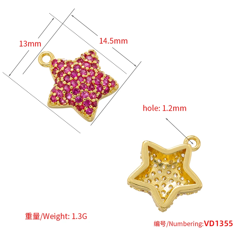 ZHUKOU 6 styles jewelry pendant small star Cubic Zirconia charms for jewelry making Heart shape pendant jewelry materials VD1356