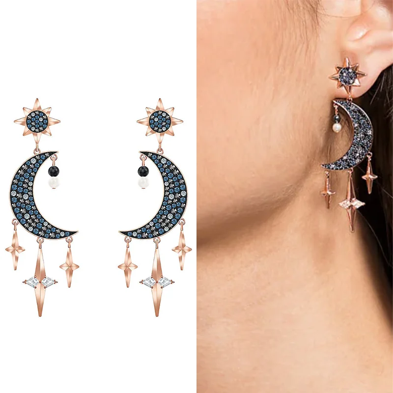 

Серьги-подвески Moon & Star с кисточками из розового золота