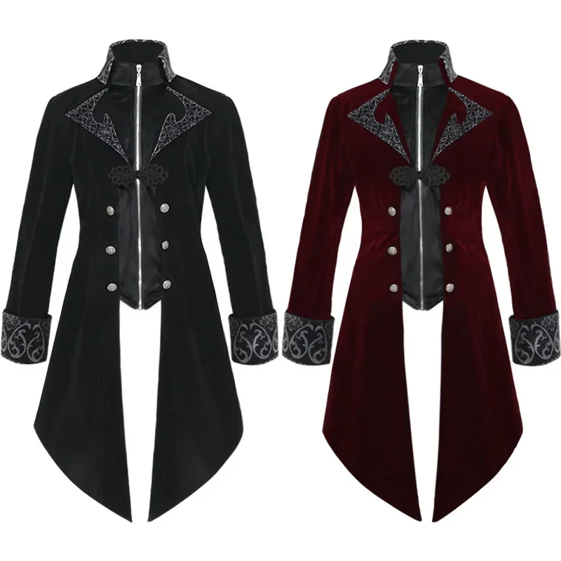 

European And American Tuxedo Medieval Retro Mid-Length Punk Men's Coat