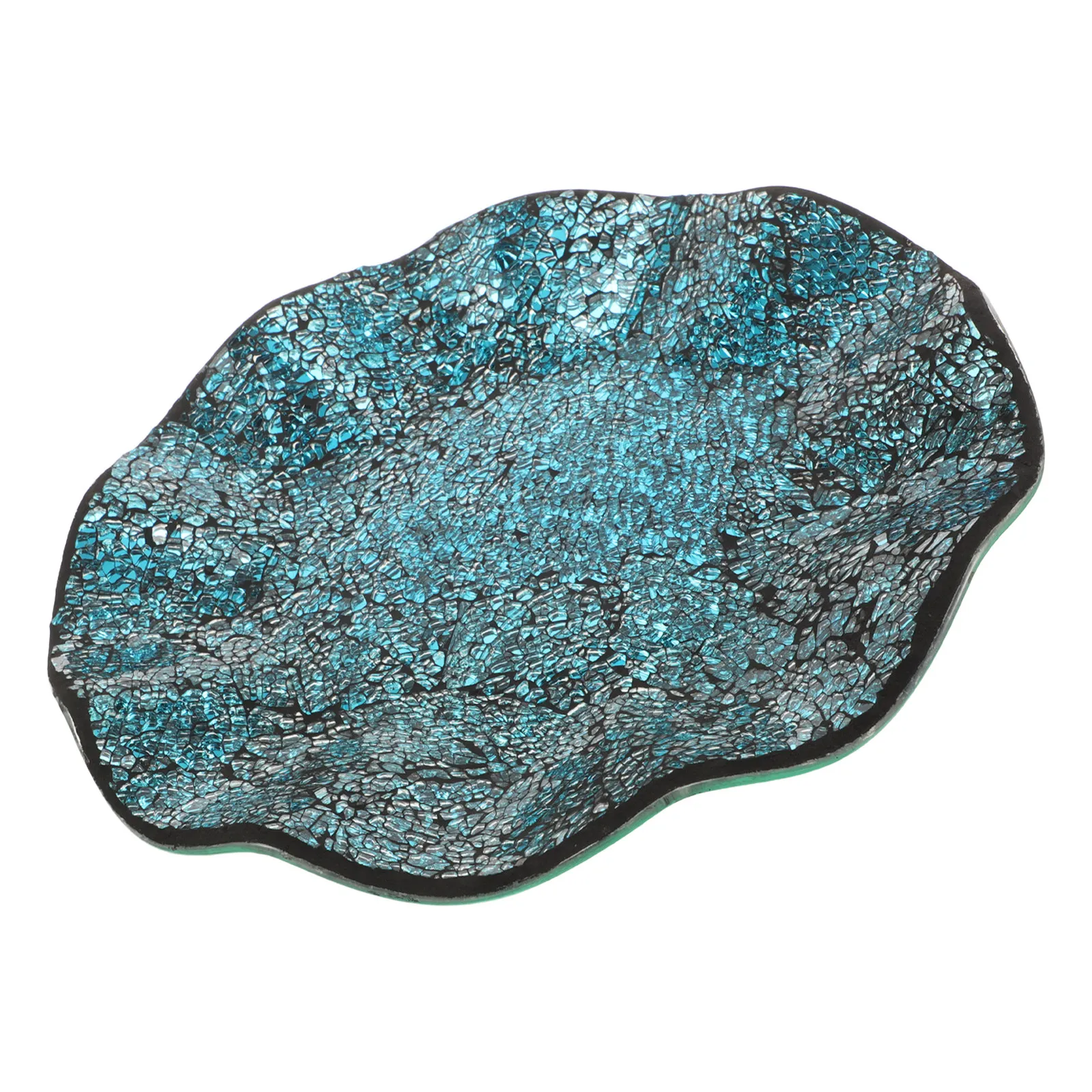 Glass Mosaic Mirrored Tray Round Decorative 6inch Crackle Vintage Serving Coffee Table Centerpiece Dining Room
