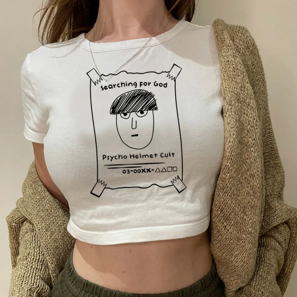 Mob Psycho 100 cropped top ladies gothic alternative  y2k party graphic shirt scene  korean fashion grunge cutecore streetwear