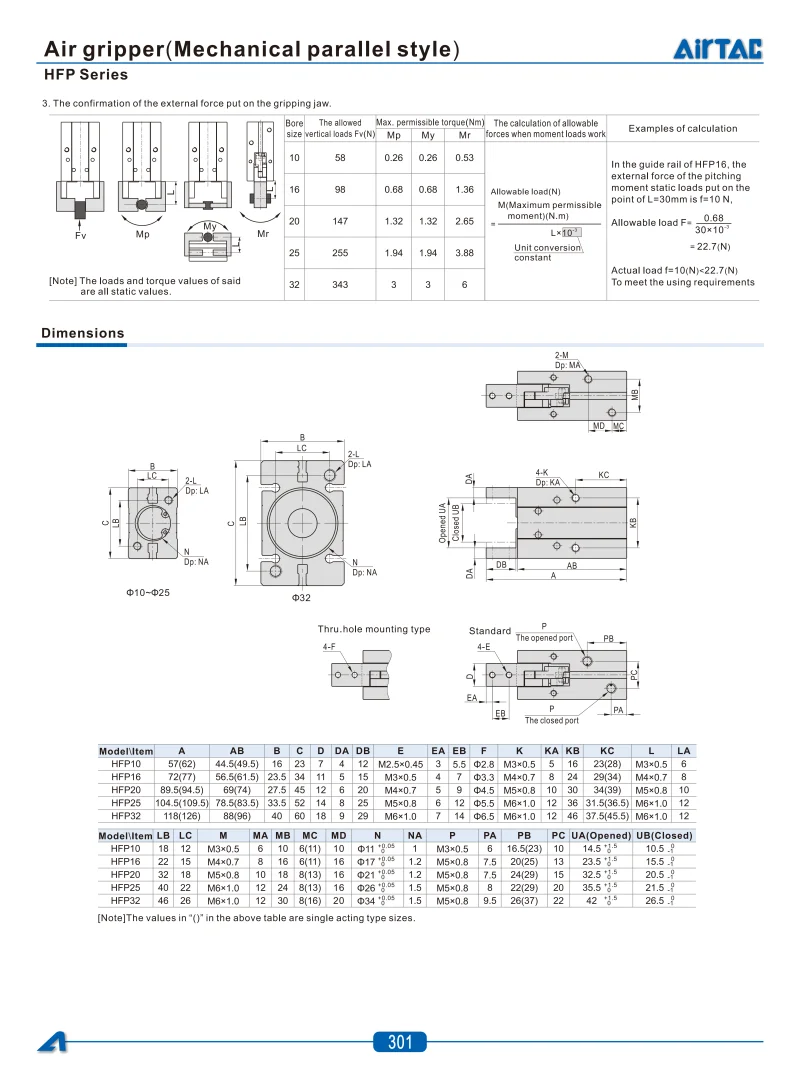 Airtac HFP/HFR-10/10/20/25/32 Doppelzylinder-Greifer, mechanischer Parallel-Pneumatikzylinder mit Kolben – Detail 17