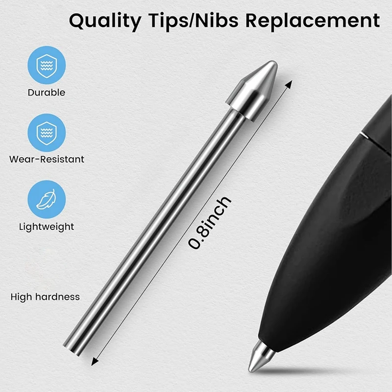 Notezable 2 puntas de bolígrafo, paquete de 3 puntas de rotulador de repuesto de metal para lápiz óptico Notável 1/2, puntas de bolígrafo con herramienta