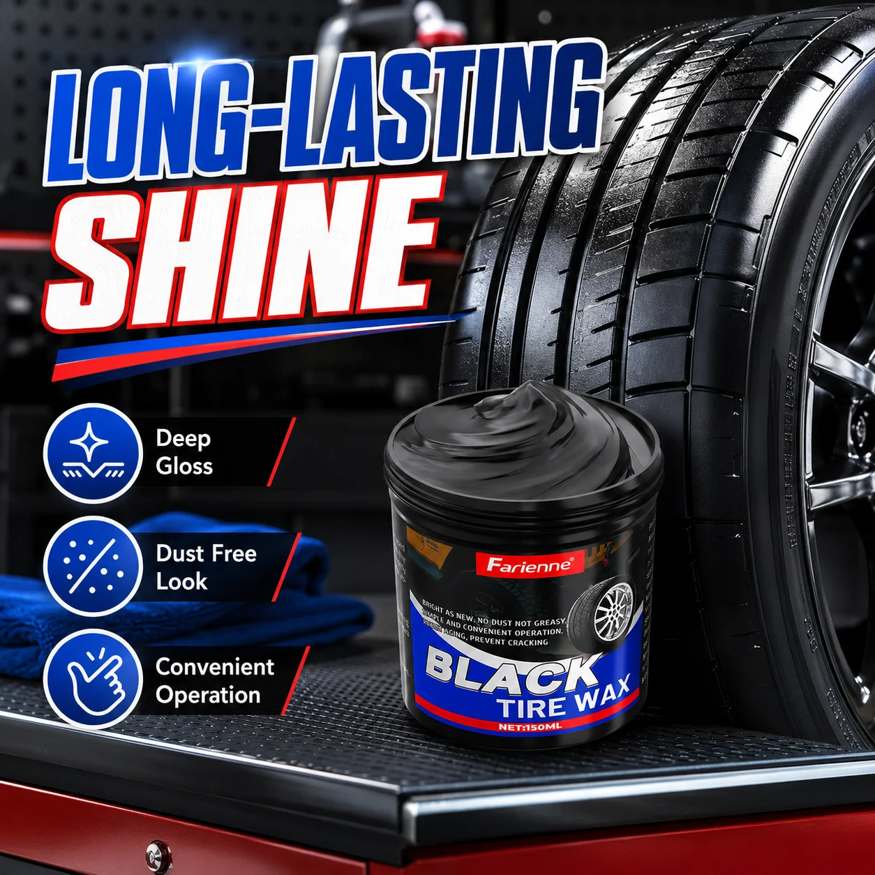 Professional Automotive Tire Gloss Wax, UV Protection And Waterproof Coating, Reducing Black Finish And Preventing Cracking