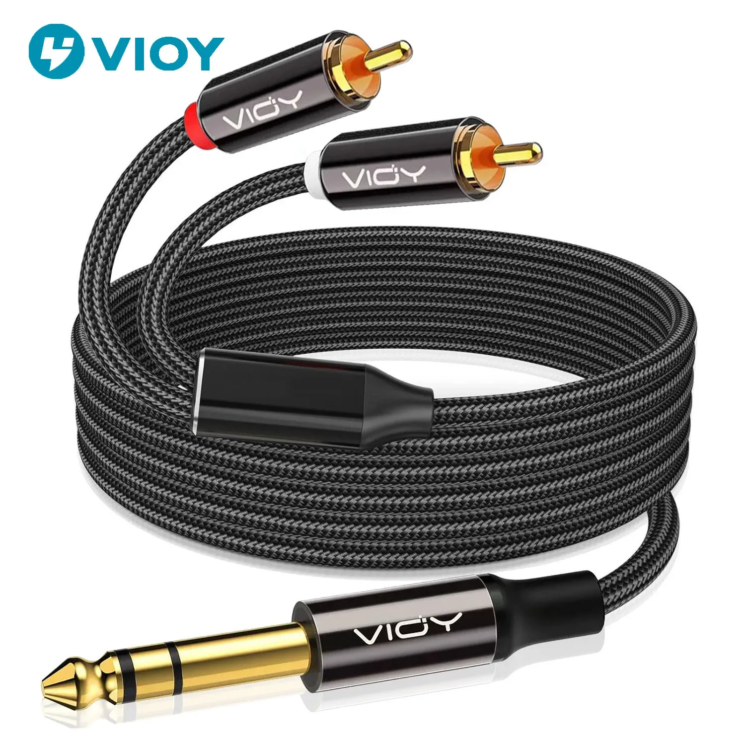 

6.35mm To 2RCA Cable 1/4Inch Male TRS To Dual RCA Male Stereo Audio Y Splitter Cable for Guitar Speaker Amplifier Sound Card Etc