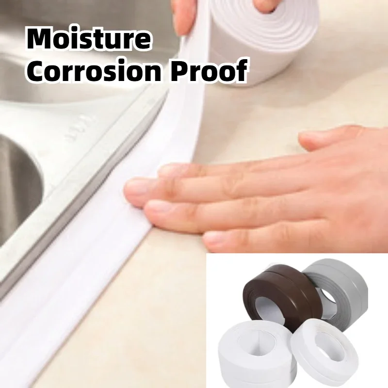 PVC Waterproof Sealing Tape Self-Adhesive Window Door Seal Strip  Flexible Gap Filler Tape for Kitchen Bathroom Edge Caulk