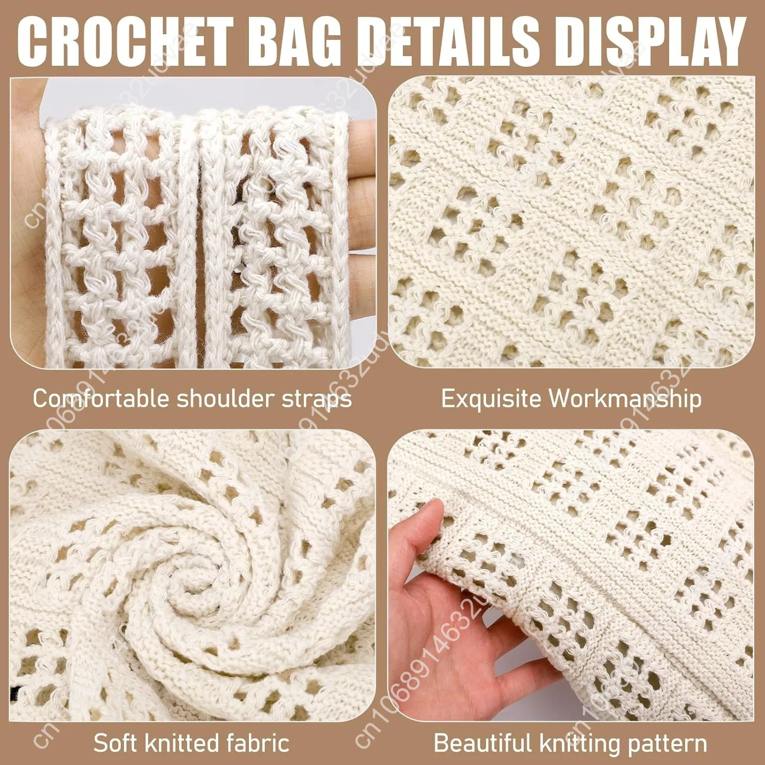 hatisan Crochet Bags for Women - Large Tote Aesthetic Handbag Shoulder Hippie Knit Bag