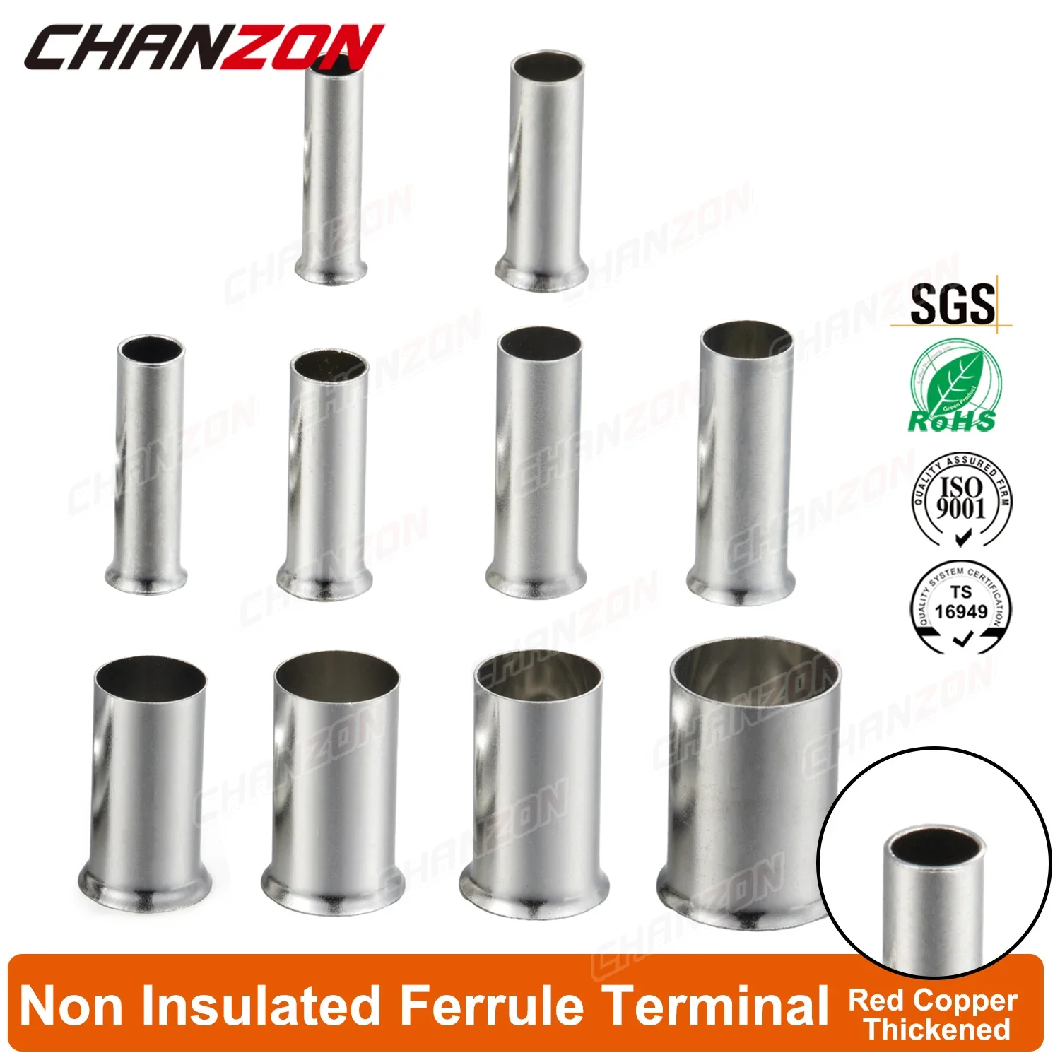 

10 Values Non Insulated Cord End Electrical Terminal Tinned Red Copper Ferrule Cable Splice Crimp Sleeve Wirefy Connector Tool