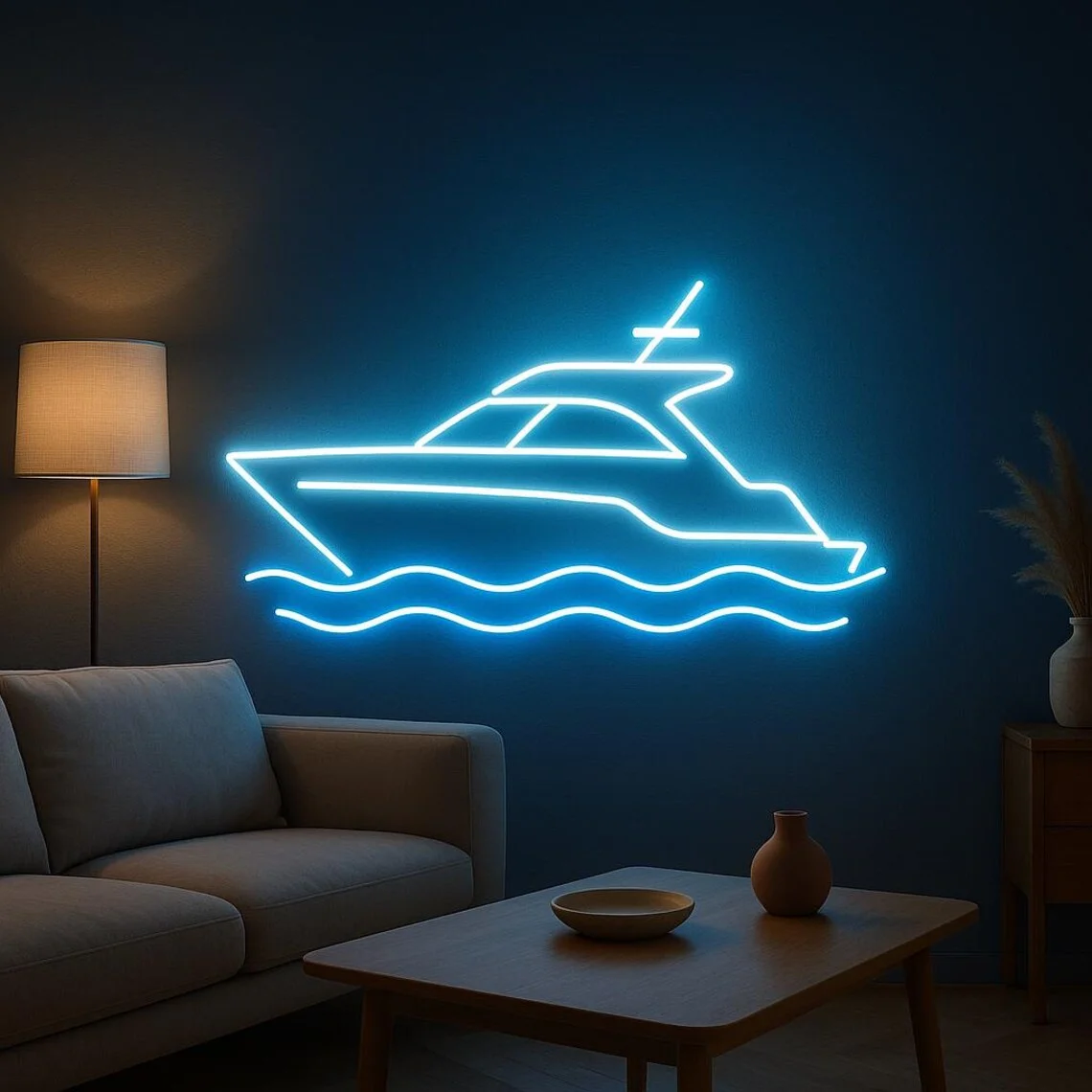 Yacht Neon Sign Motor Boat on Waves Neon Man Cave Decor Bar Home Shop Art Decor Gift for Boy