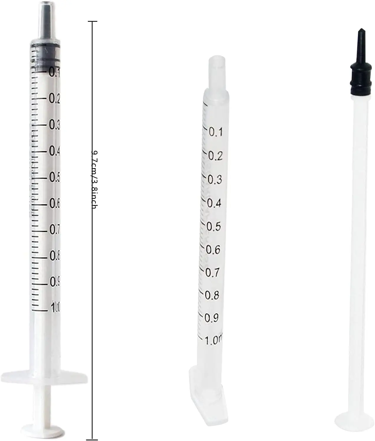 12pcs 1ml Syringes, Measuring Feeding Pets Syringes, Syringe with Cap and Blunt Needle, Small Ink Filling Syringe