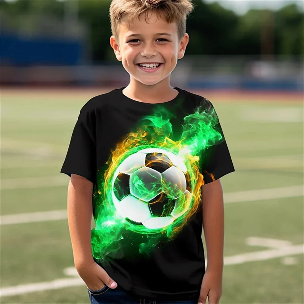 Esportes de fitness correndo futebol impressão 3d menino camisetas moda manga curta camisetas casuais roupas para meninos crianças camisetas