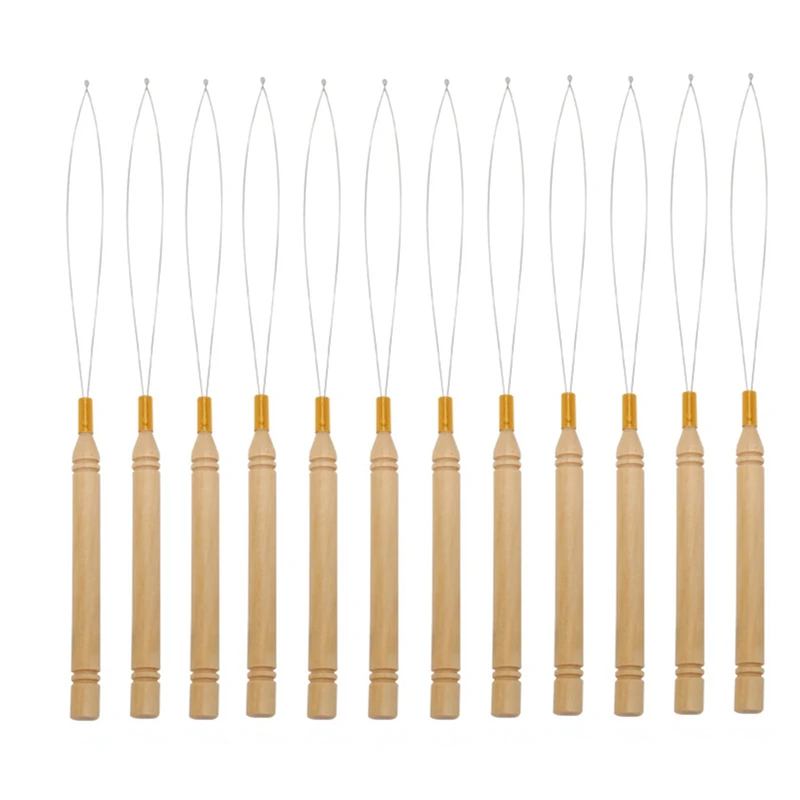2/6/12pcs Micro Rings Loop Threader Pulling Needle Used With Hair Plier Beads micro ring hair extension tools crochet hook loop