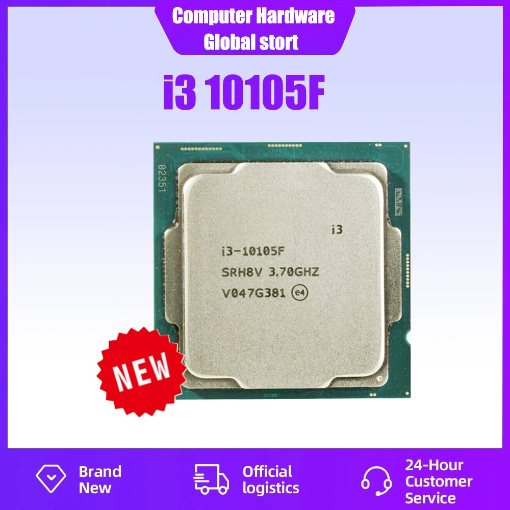 

NEW Core i3 10105F 3.7GHz 4-core 8-thread CPU processor L3 = 6m 65W LGA 1200 No Fan