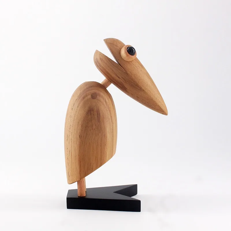 Teak Woodpecker Small Gift Office Card Holder Wooden Crafts Animal Decoration