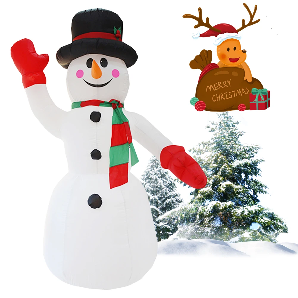 

2.4m Inflatable Cute Snowman Decor with LED Lights Illuminated Snowman Ornament Decorative Snowman Toy Christmas New Year Gifts