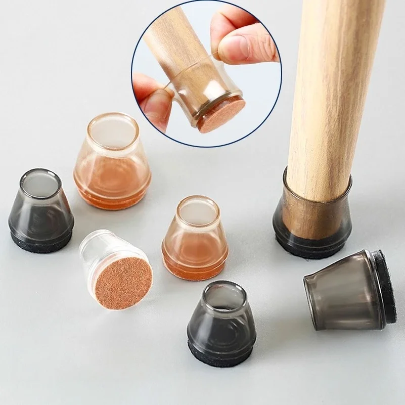 4/12/16Pcs Table Chair Leg Floor Protectors Furniture Pads with Felt Hardwood Floors Furniture Sliders Chairs Silicone Leg Caps