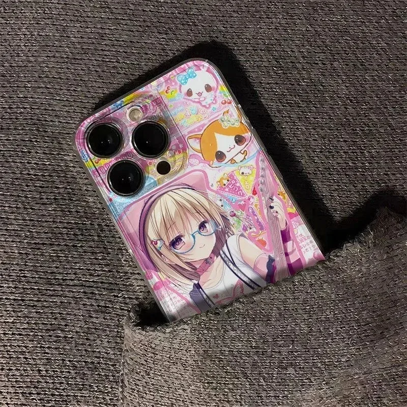 luxury cute cartoonrock punk girl Soft Phone Case For iPhone 11 12 13 14 15 16 17Pro Max Plus INS lovely girl protectCover﻿﻿﻿﻿﻿﻿