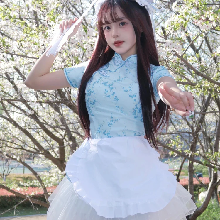 ชุดคอสเพลย์สาวน้อยสไตล์จีนแบบใหม่ ชุดเมดสาวหวาน หรือ ชุดใส่ได้ทุกวัน