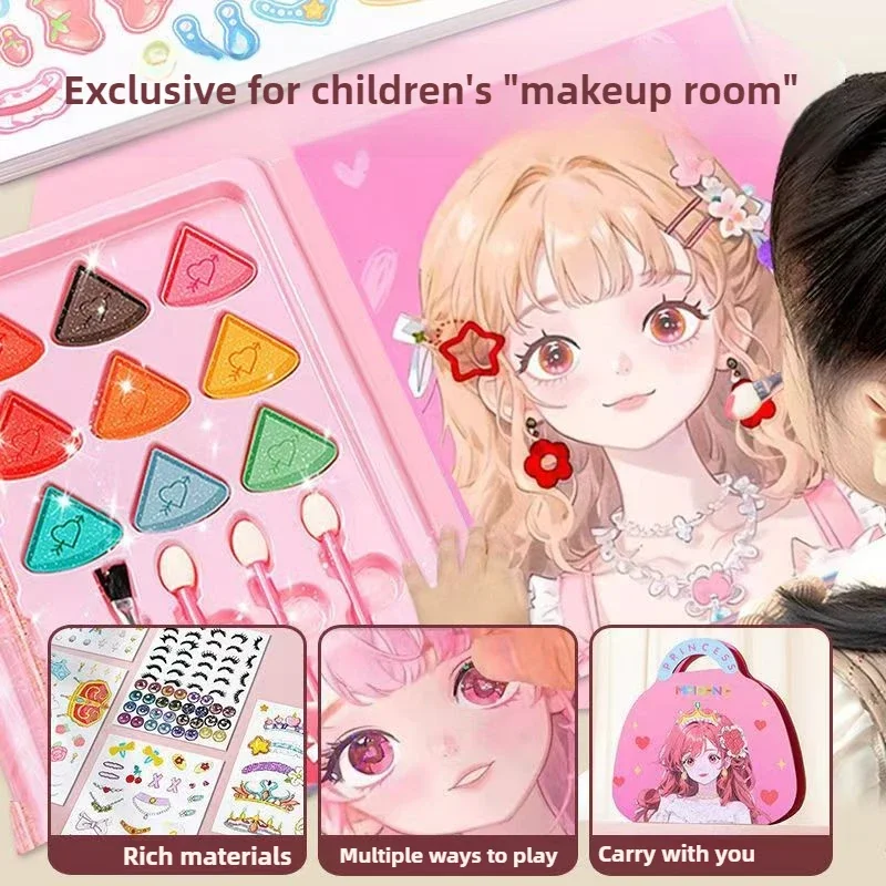 Kreative kinder Make-Up Spielzeug Set Kreative DIY Make-up Prinzessin Diamant Dress Up Cartoon Graffiti Aufkleber Spielzeug Mädchen Geschenke