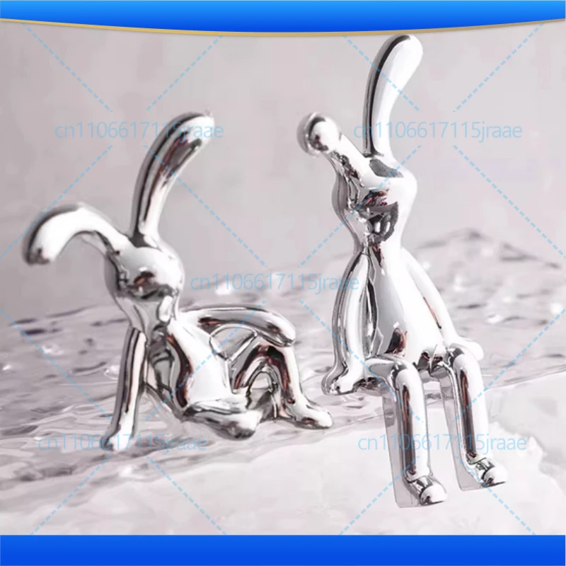 Long-Eared Rabbit Double Statue Cartoon Decoration Accessories Living Room Bedroom Car Decoration Desktop Decorative Ornamet