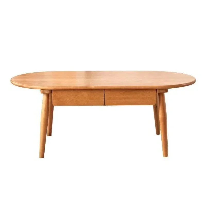 

Скандинавский журнальный столик из массива дерева для небольшой квартиры, простой, многофункциональный, с ящиками, из японской вишни, для гостиной.