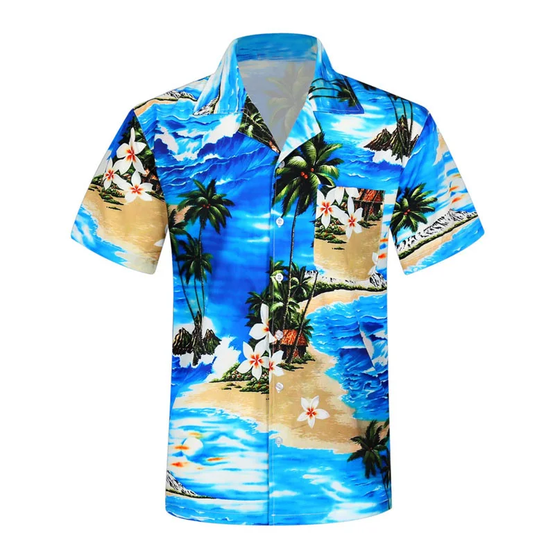 Men\'s Hawaiian shirt pattern shirt 3D printed short sleeved summer beach shirt casual vacation comfortable and breathable