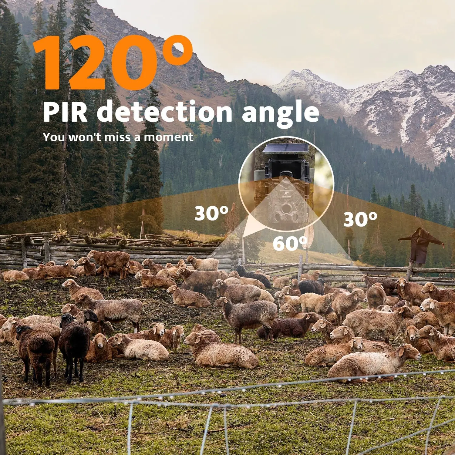 4K 48MP Solar Trail Camera with Night Vision, Motion-Activated Waterproof Hunting Camera, Built-in Battery, 32GB Memory Card